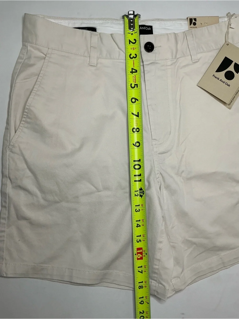 Frank & Oak Cream Brunswick Chino Shorts Size 32x7 NWT
